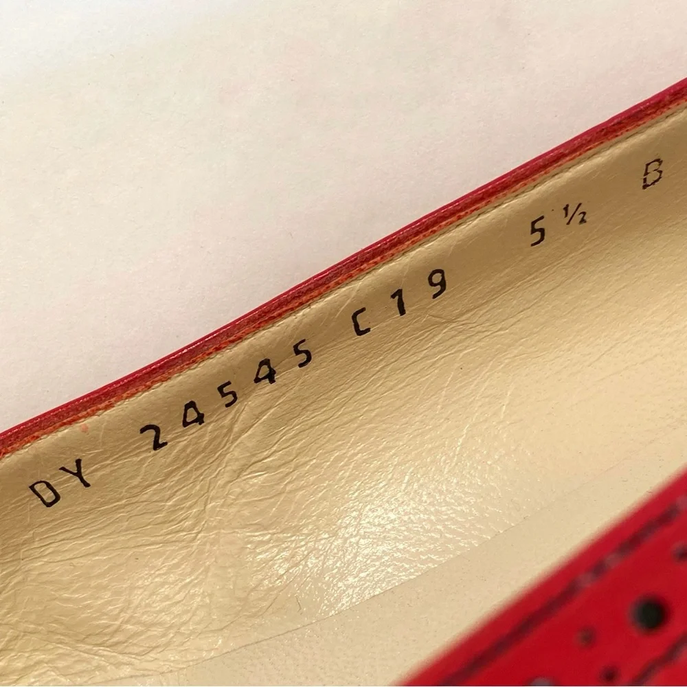 SALVATORE FERRAGAMO black patent red leather Oxford round toe bow ballet flats - Picture 9 of 12